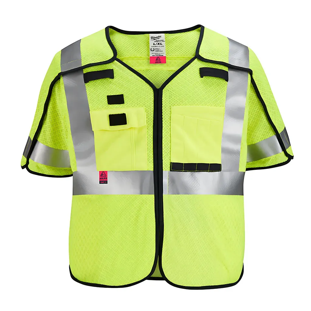 AR/FR Cat. 1 Class 3 Breakaway High Visibility Yellow Mesh Safety Vest - 4XL/5XL (ANSI/CSA)