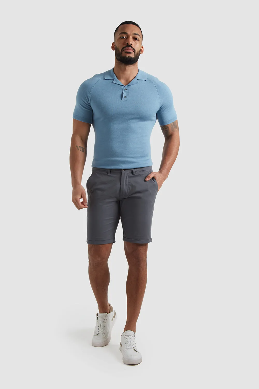 Athletic Fit Chino Shorts in Grey