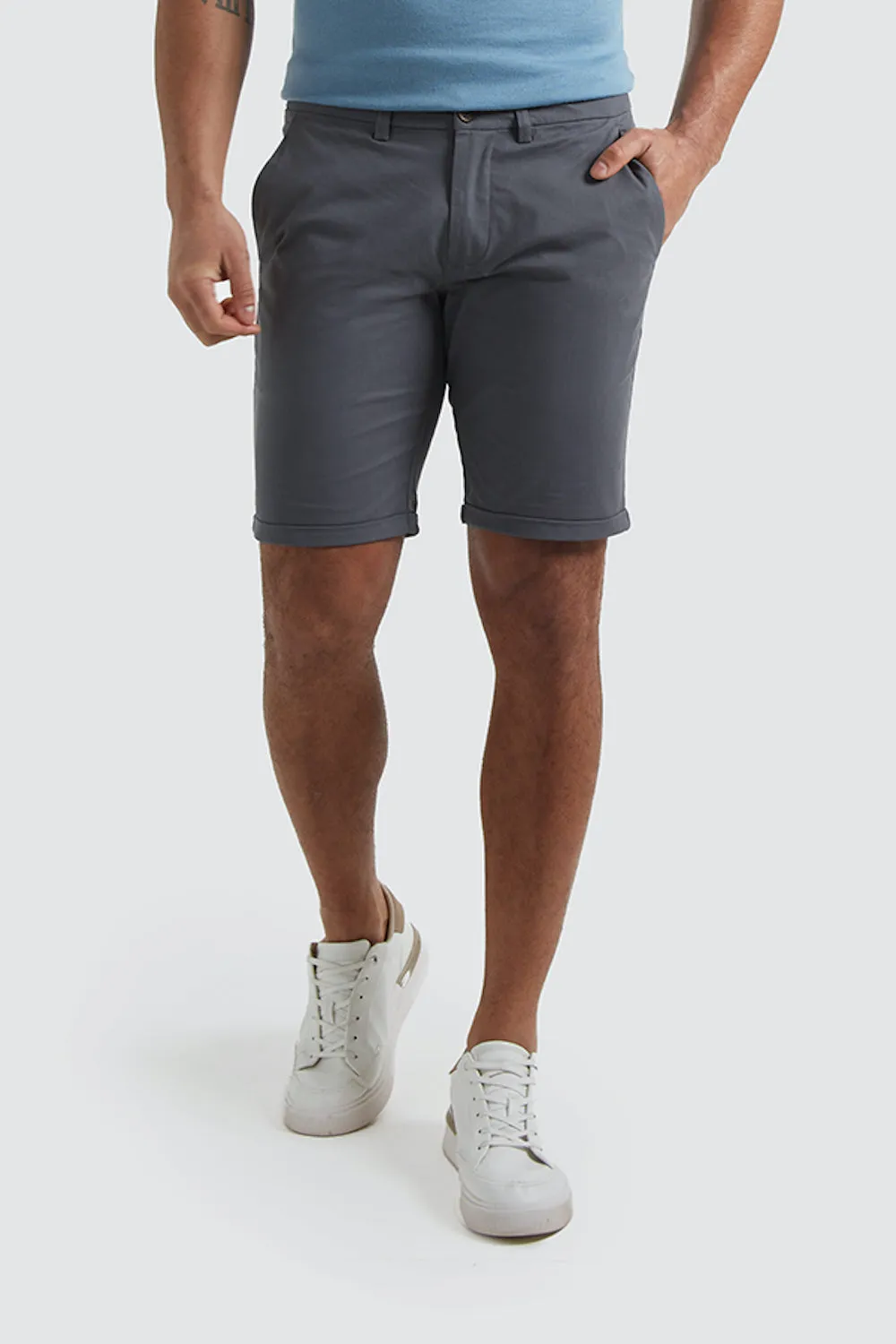 Athletic Fit Chino Shorts in Grey