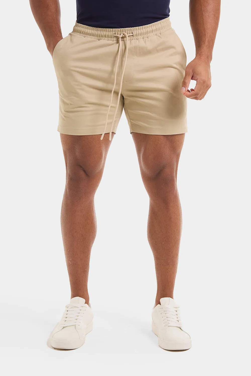 Athletic Fit Drawstring Chino Short 5" in Stone