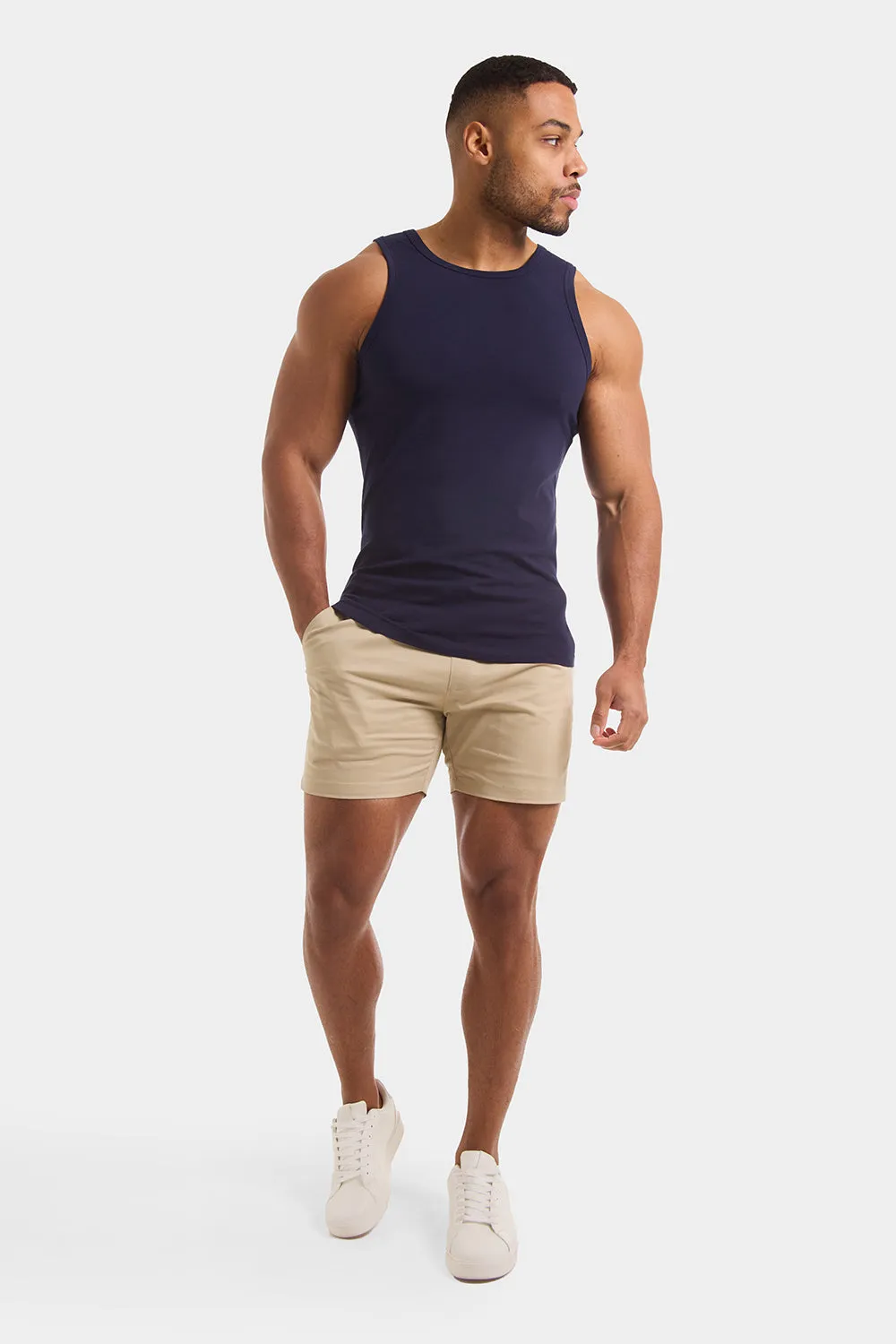 Athletic Fit Drawstring Chino Short 5" in Stone