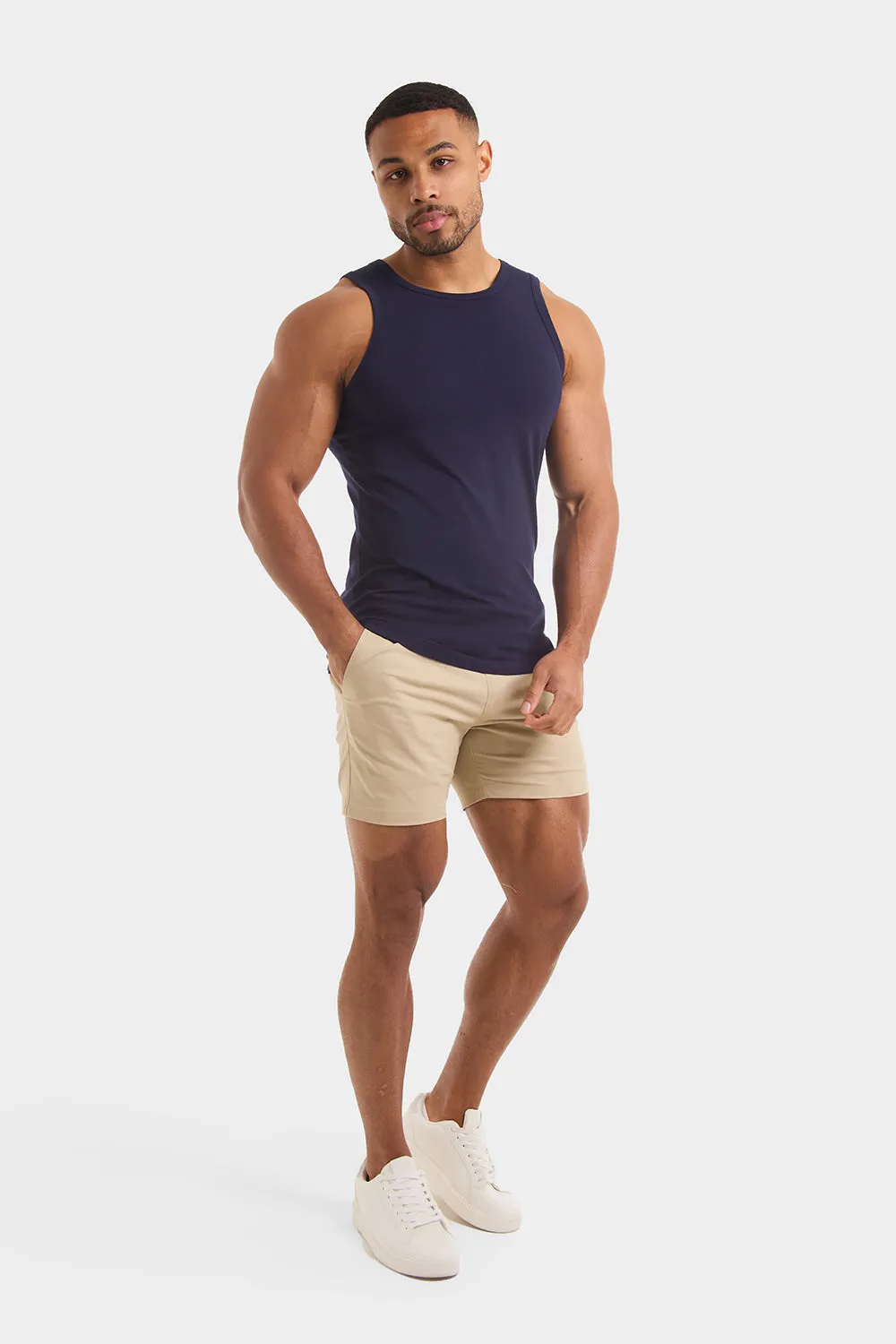 Athletic Fit Drawstring Chino Short 5" in Stone