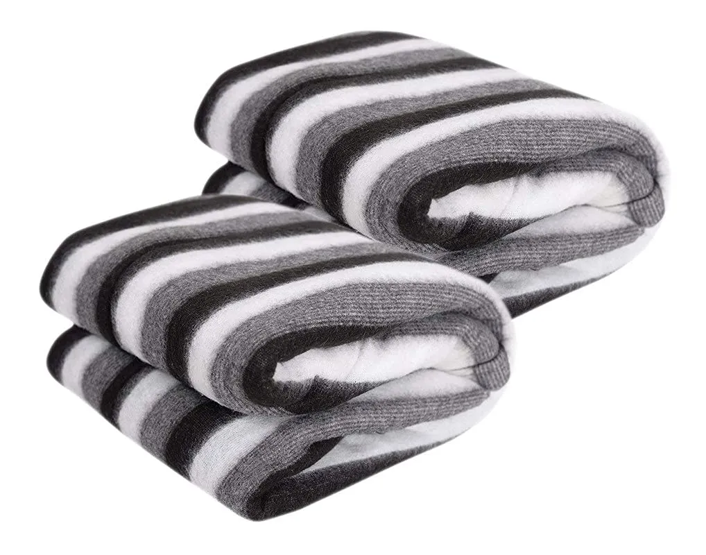 Bezzilish Home Black and White Stripe Single Bed Fleece Blanket (Size :Single :60X90 Inch) Pack of 10