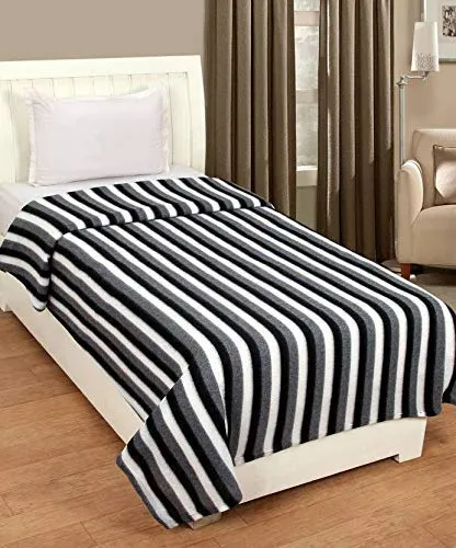 Bezzilish Home Black and White Stripe Single Bed Fleece Blanket (Size :Single :60X90 Inch) Pack of 10