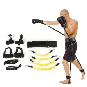 Bounce Trainer Fitness Resistance Band Boxing Suit Latex Tube Tension Rope Leg Waist Trainer, Weight: 100 Pounds(Yellow)