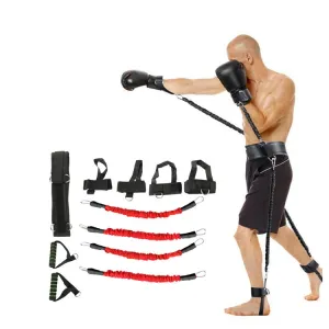 Bounce Trainer Fitness Resistance Band Boxing Suit Latex Tube Tension Rope Leg Waist Trainer, Weight: 60 Pounds(Red)