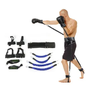 Bounce Trainer Fitness Resistance Band Boxing Suit Latex Tube Tension Rope Leg Waist Trainer, Weight: 80 Pounds(Blue)