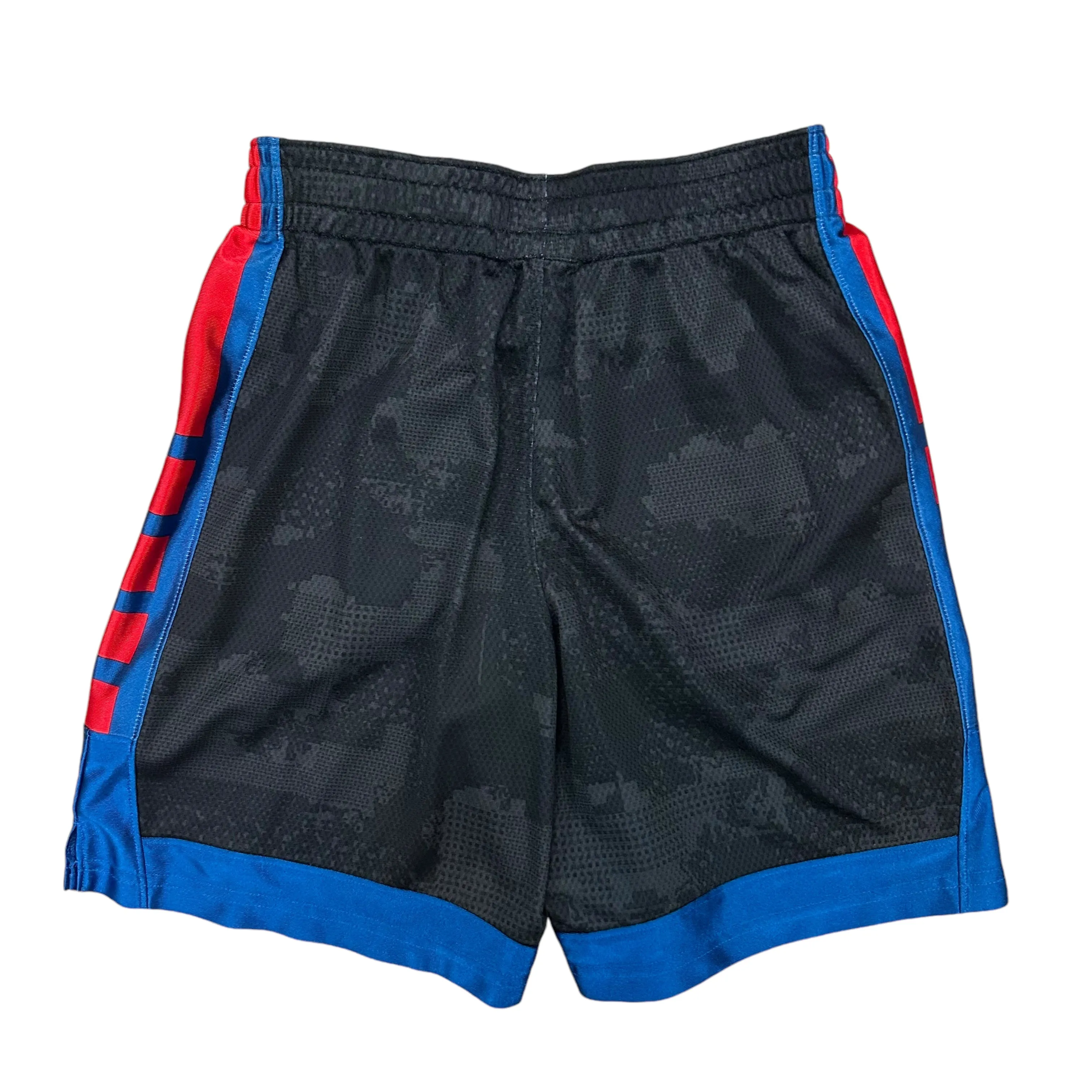 Boys Nike Dri-Fit Size 10/12 YMD Black Blue & Red Athletic Drawcord Shorts