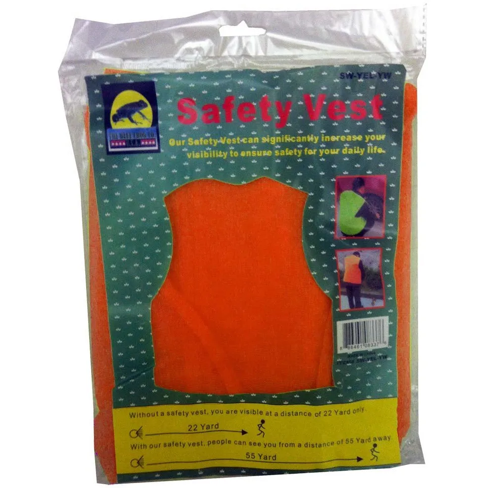 Bright Neon Orange Mesh Safety Vest - Loop & Pile Fastener  - SW-SW-RED-YW