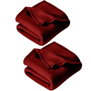 Dtex Glacial Microfiber All Season Polar Soft Warm Fleece Blanket for Home (Double Bed 90x90 Inches Set of 2 Maroon)