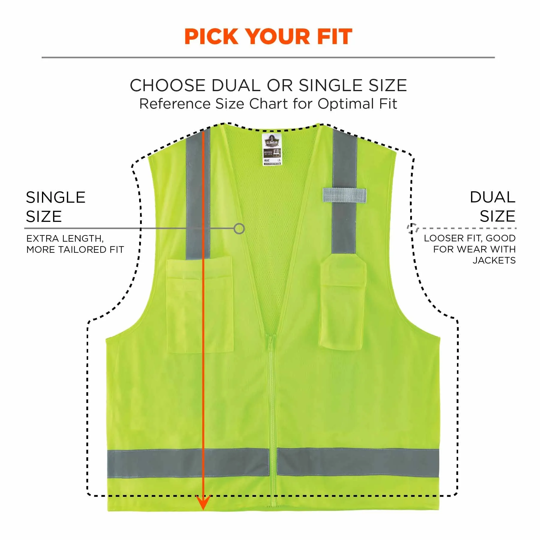 Ergodyne 24506 8249Z-S 2XL Lime Class 2 Economy Surveyors Vest - Single Size