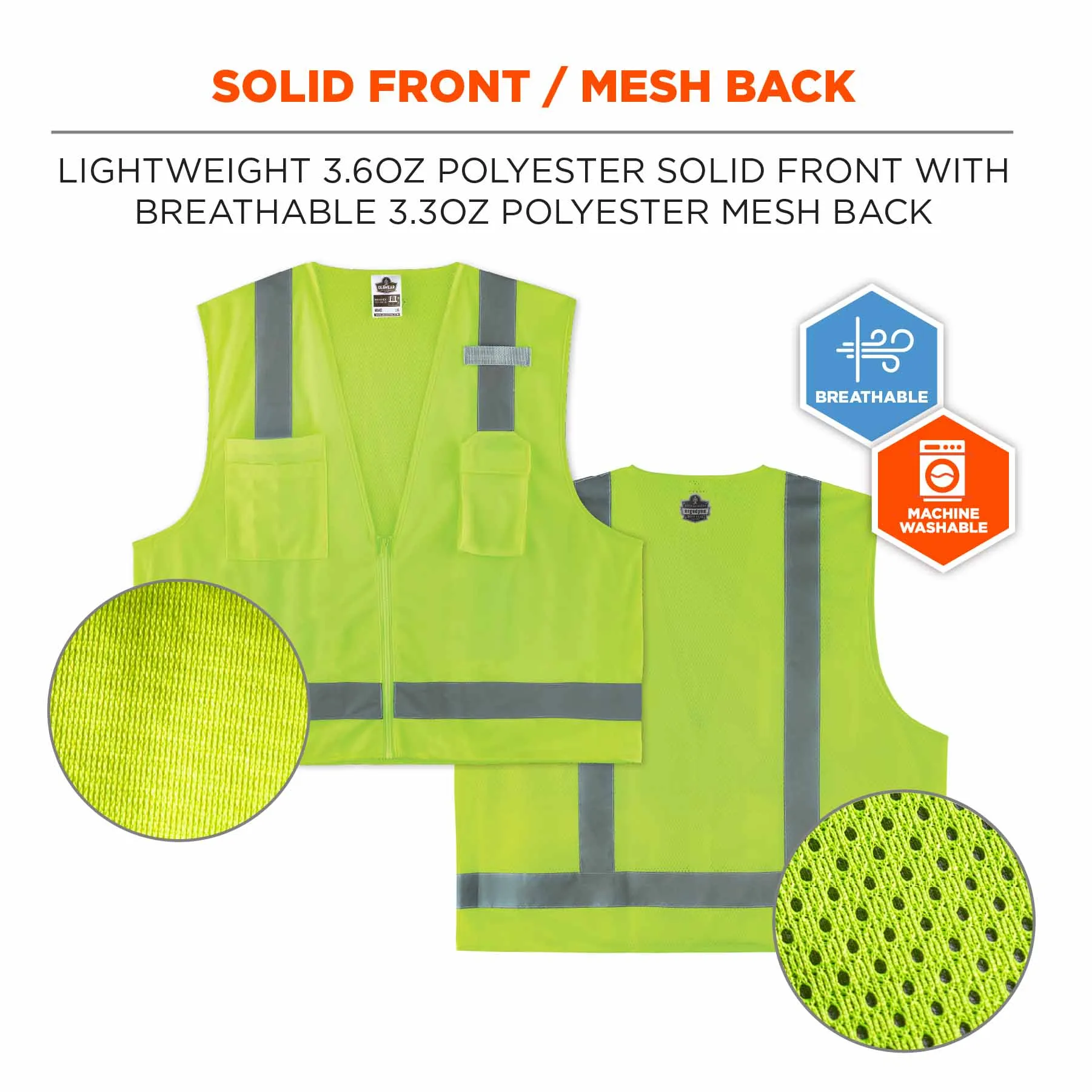 Ergodyne 24506 8249Z-S 2XL Lime Class 2 Economy Surveyors Vest - Single Size