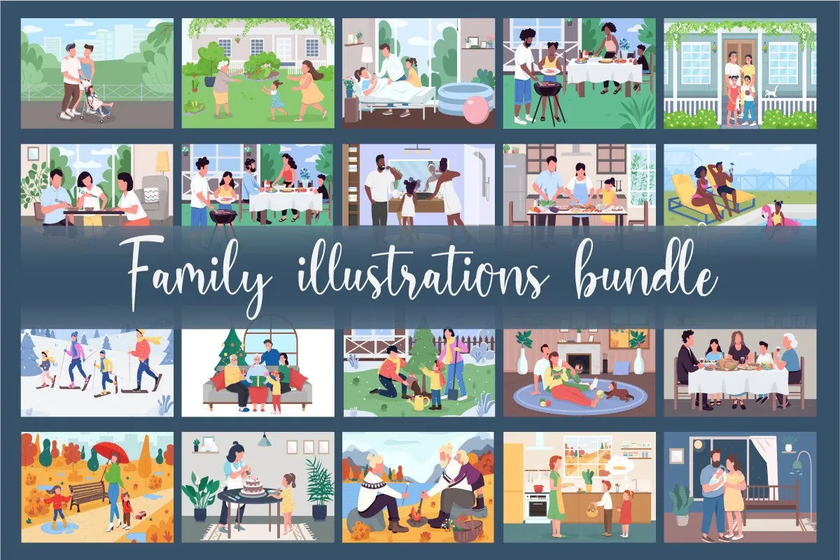 Family illustrations bundle