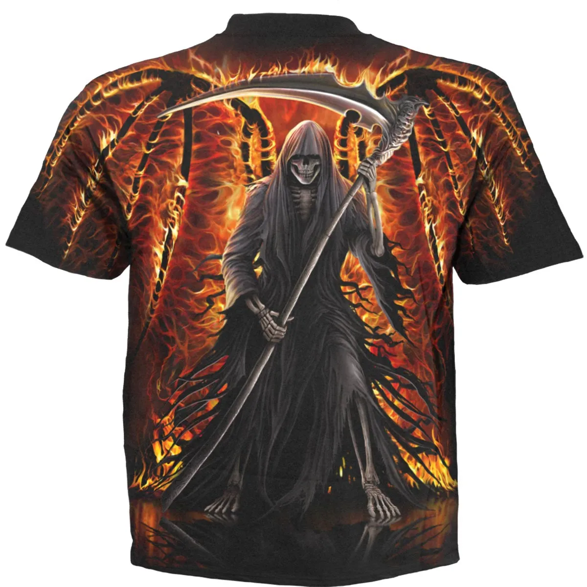 FLAMING DEATH - Allover T-Shirt Black