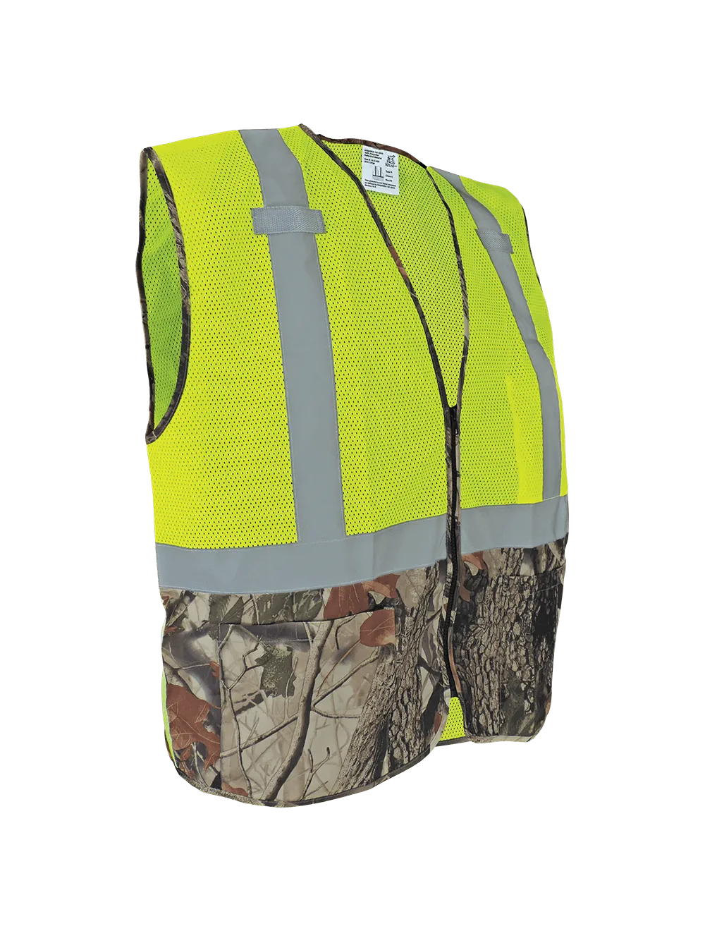 FrogWear® HV High-Visibility Yellow/Green Safety Vest with Camouflage Bottom - GLO-020