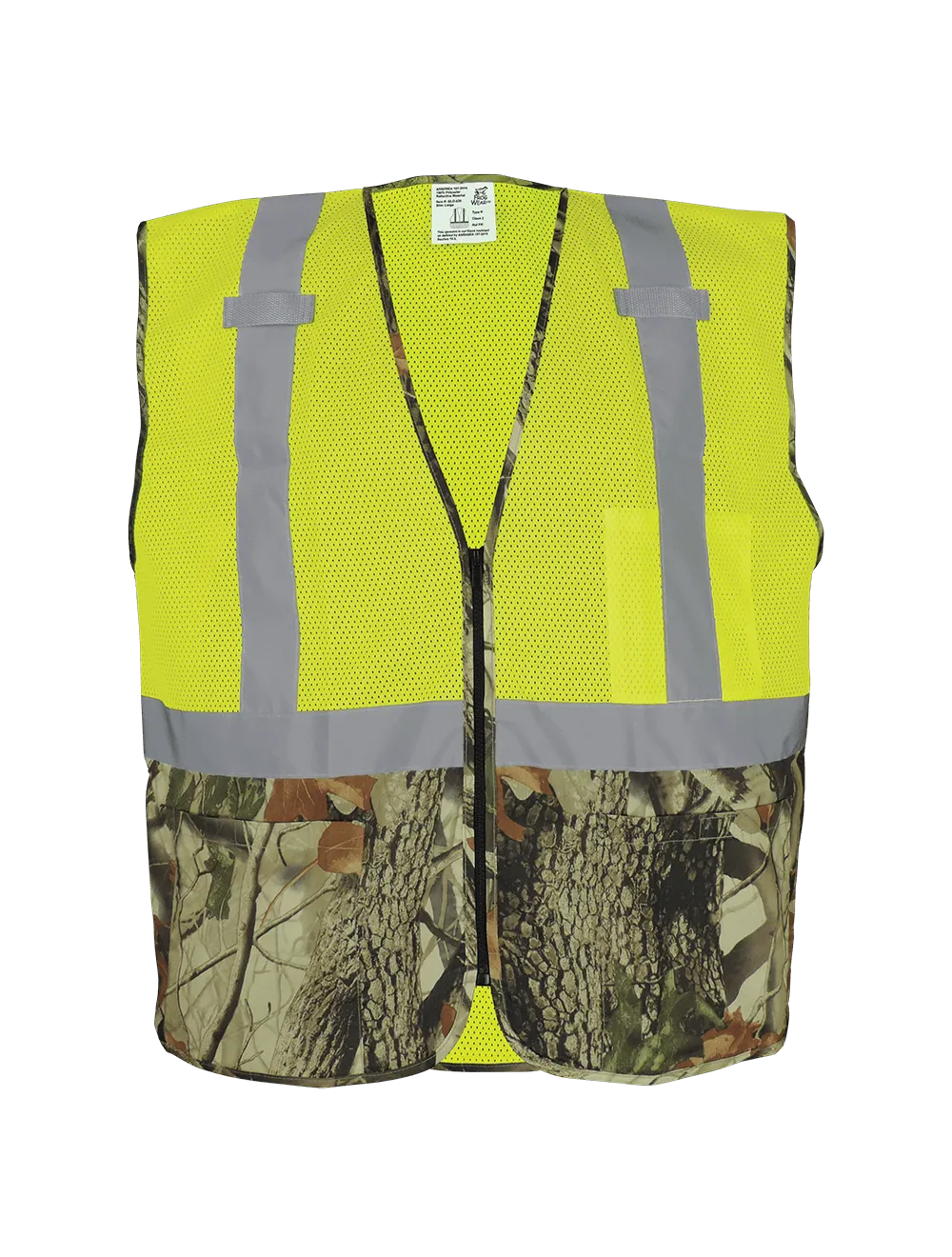 FrogWear® HV High-Visibility Yellow/Green Safety Vest with Camouflage Bottom - GLO-020