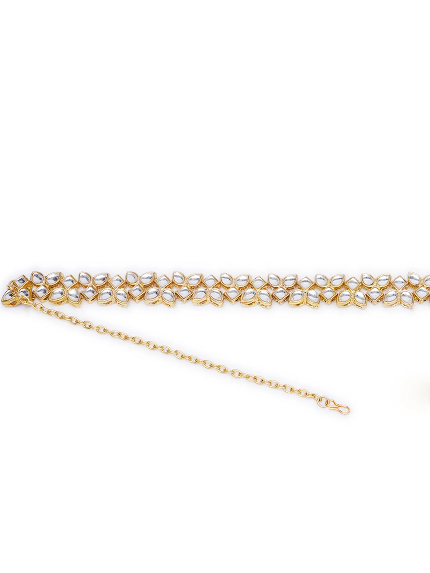 Gold Plated Embellished Kundan Link Hairband