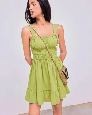 GREEN FIT & FLARE DRESS