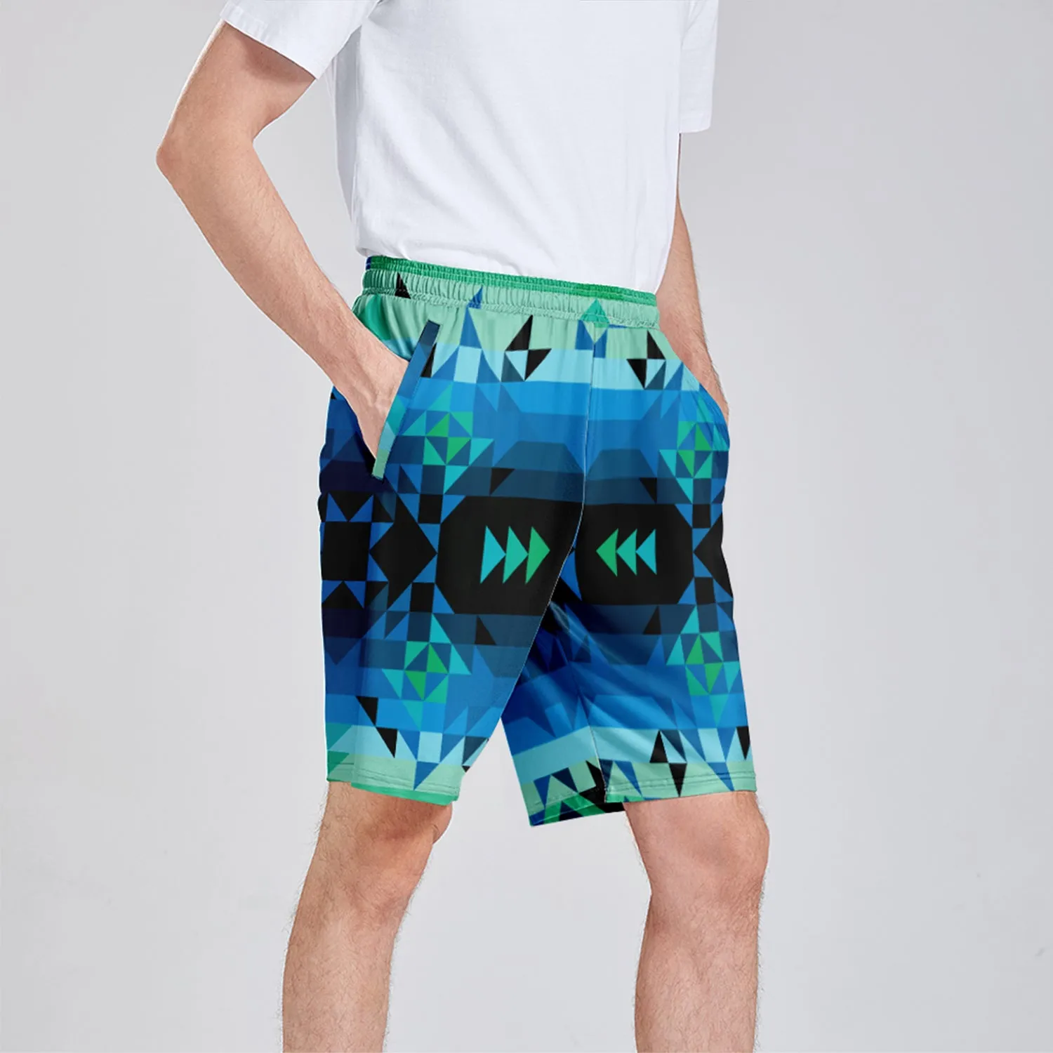 Green Star Athletic Shorts with Pockets