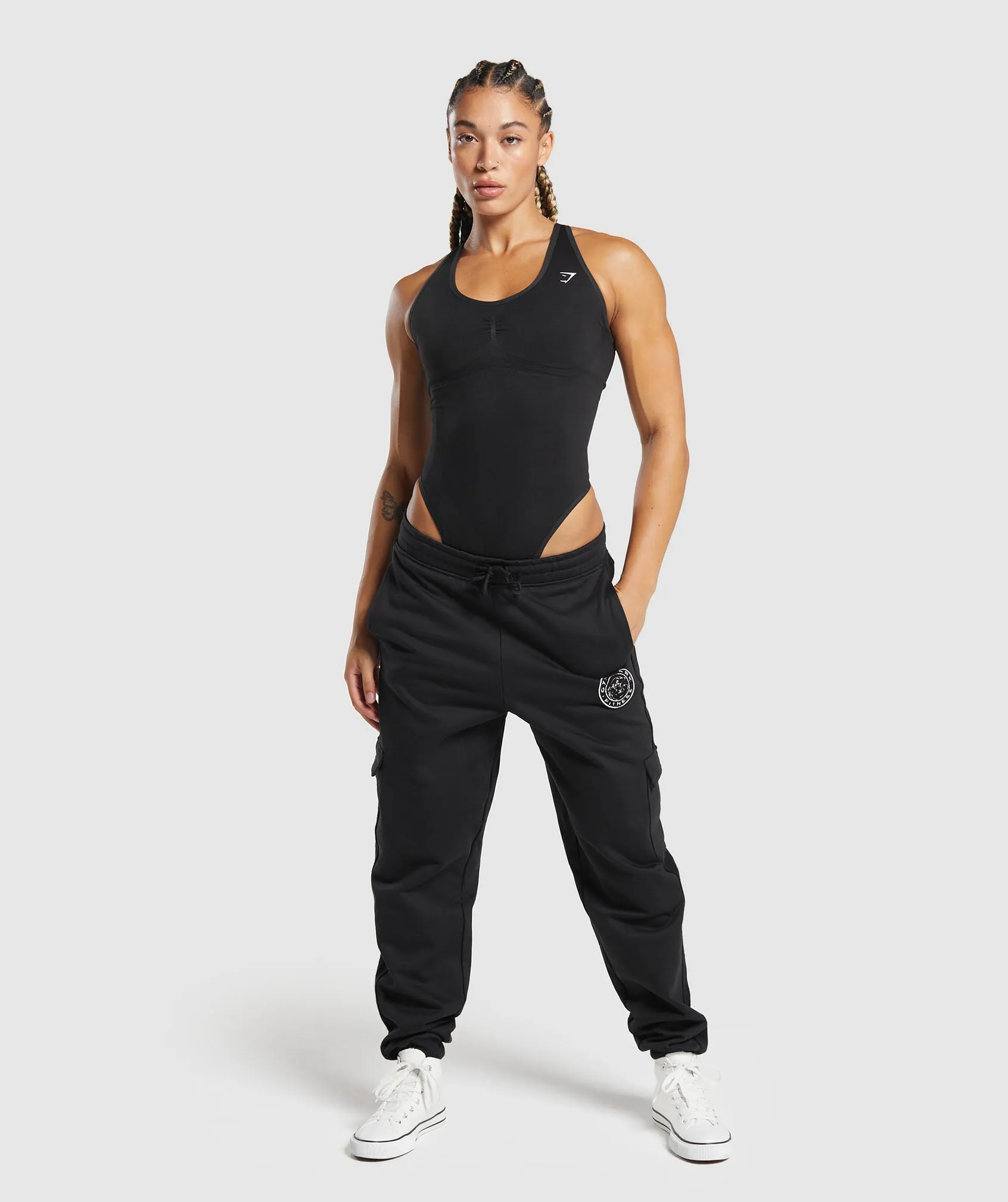 Gymshark Lift Contour Seamless Bodysuit - Black/Black Marl