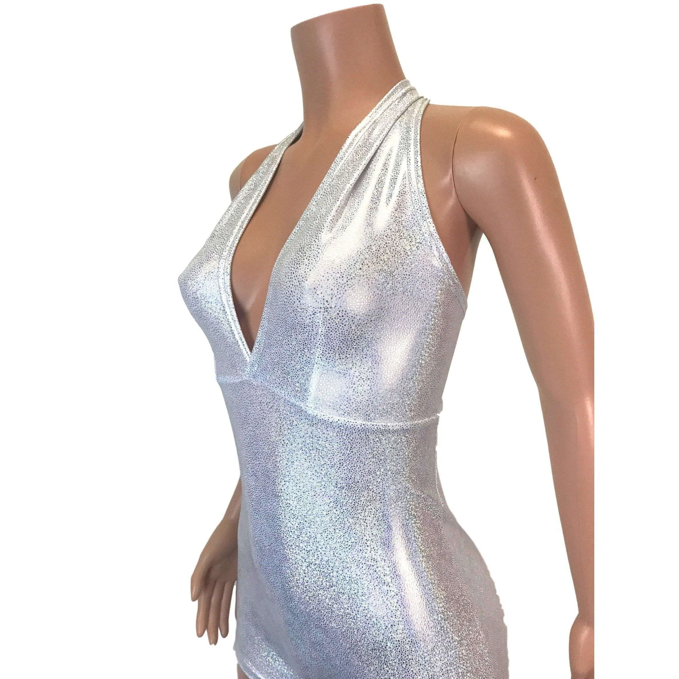 Halter Romper - Silver Holographic