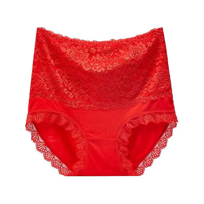 High Waisted Abdomen And Hips Sexy Lace Underwear Women Briefs