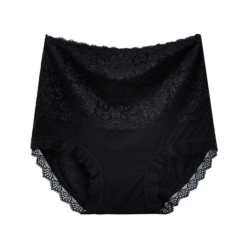 High Waisted Abdomen And Hips Sexy Lace Underwear Women Briefs