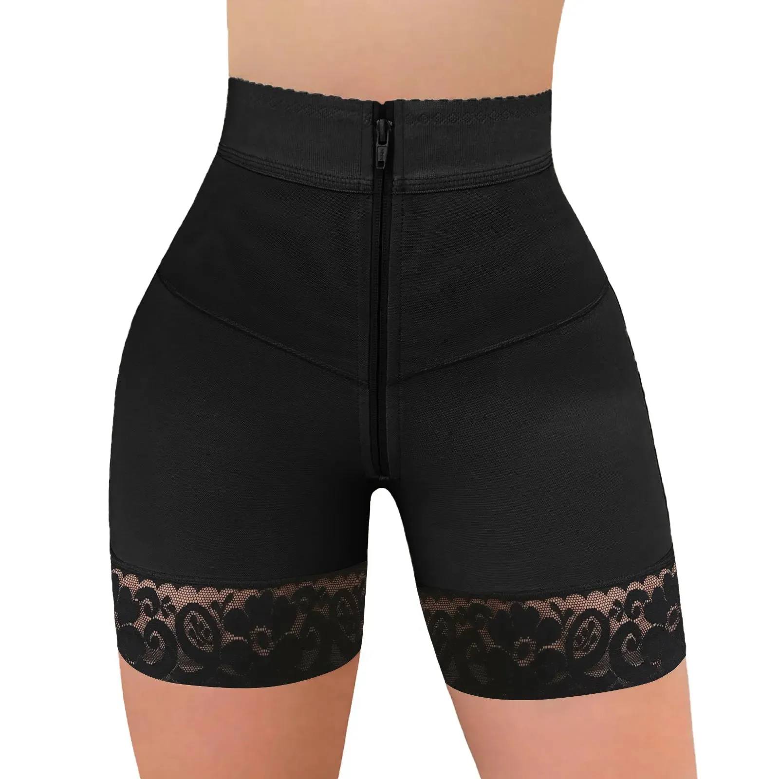 Internal Hooks Firm Compression Zipper Butt Lift Peahcy Shaper Shorts