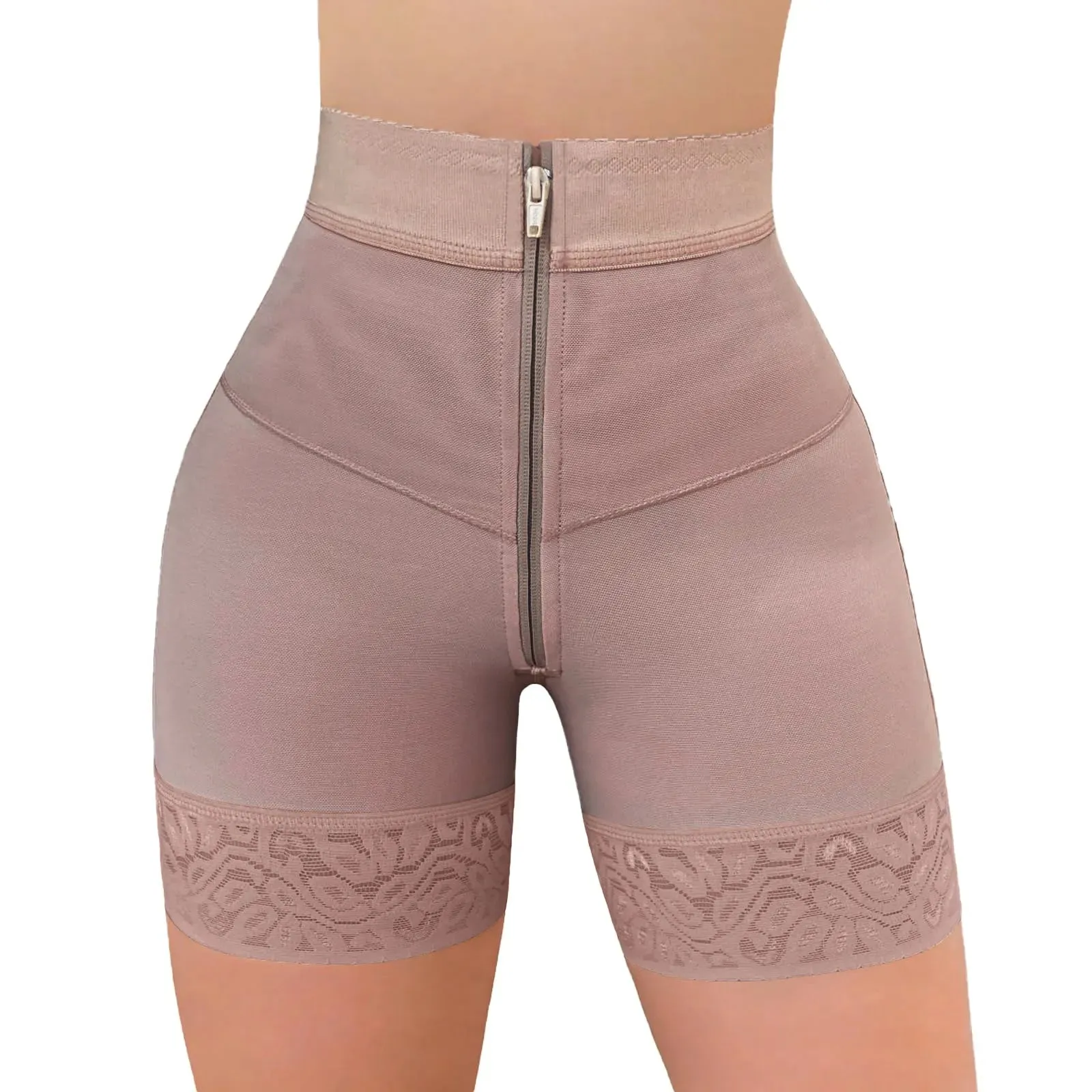 Internal Hooks Firm Compression Zipper Butt Lift Peahcy Shaper Shorts