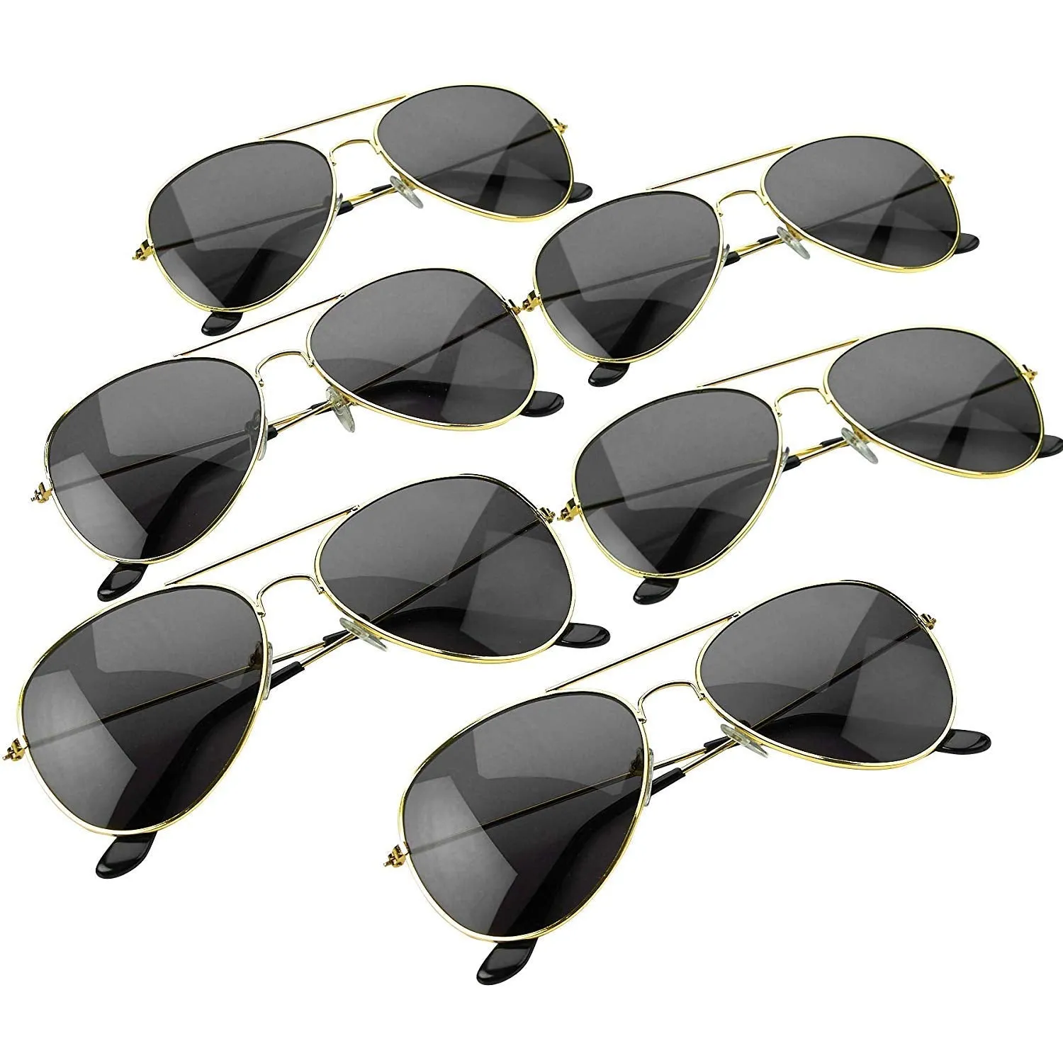 Kicko Dark Lens Sunglasses - 6 Pack - Unisex Fashion Protection Spectacles - for Costume