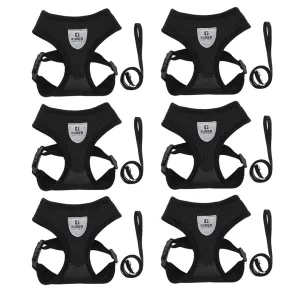 Kuber Industries Reflective Dog Harness With Adjustable Leash|Breathable Polyester Mesh Fabric With Top carry Handle|Large Size|HAT-818|Comfortable No-Pull Grip|Quick Release Buckles|Black (Pack Of 6)