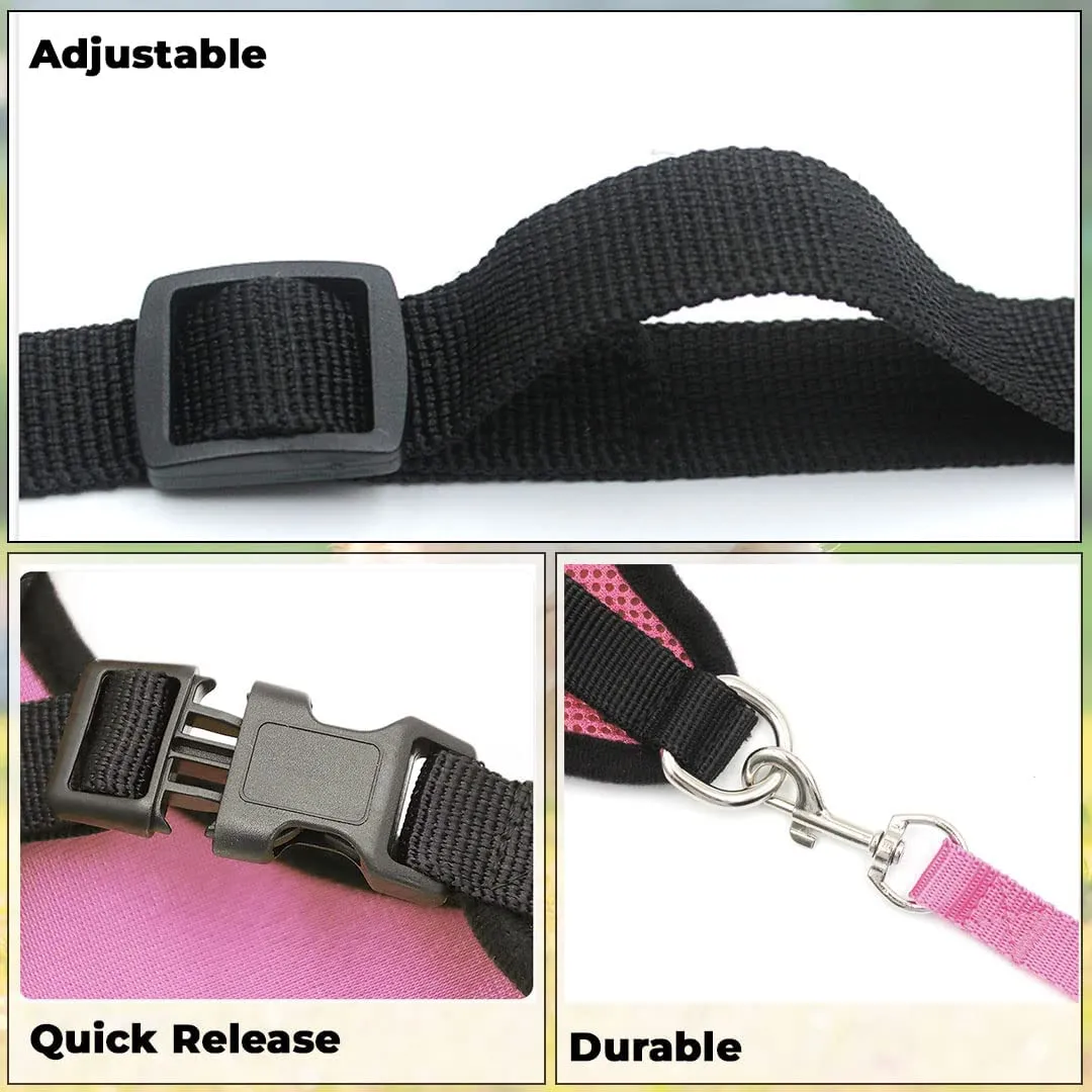 Kuber Industries Reflective Dog Harness with Adjustable Leash|Breathable Polyester Mesh Fabric with Top Carry Handle|Large Size|HAT-818|Comfortable No-Pull Grip|Quick Release Buckles|Pink (Pack of 5)