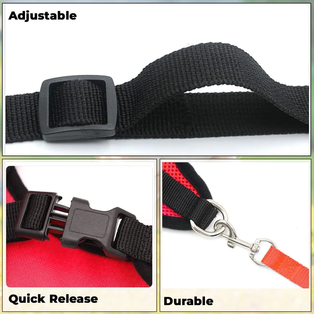 Kuber Industries Reflective Dog Harness with Adjustable Leash|Breathable Polyester Mesh Fabric with Top Carry Handle|Large Size|HAT-818|Comfortable No-Pull Grip|Quick Release Buckles|Red (Pack of 5)