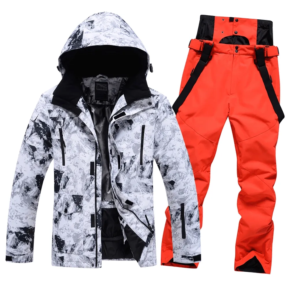 Male Warm Ski Hooded Jacket and Pants Set - SF2068