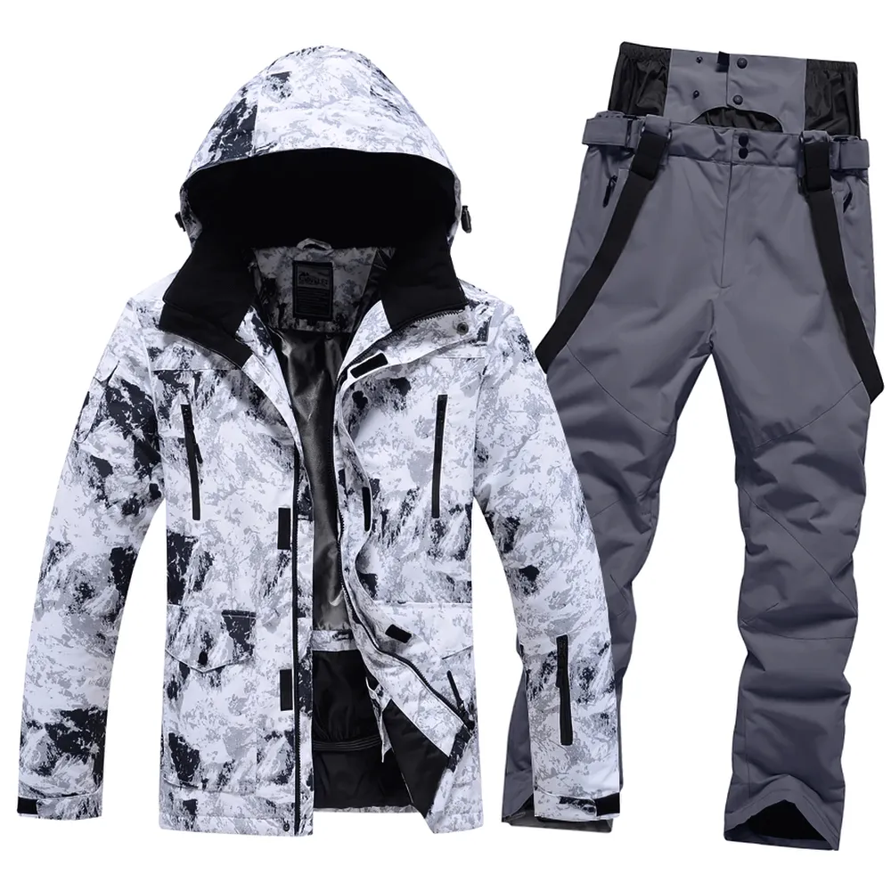 Male Warm Ski Hooded Jacket and Pants Set - SF2068