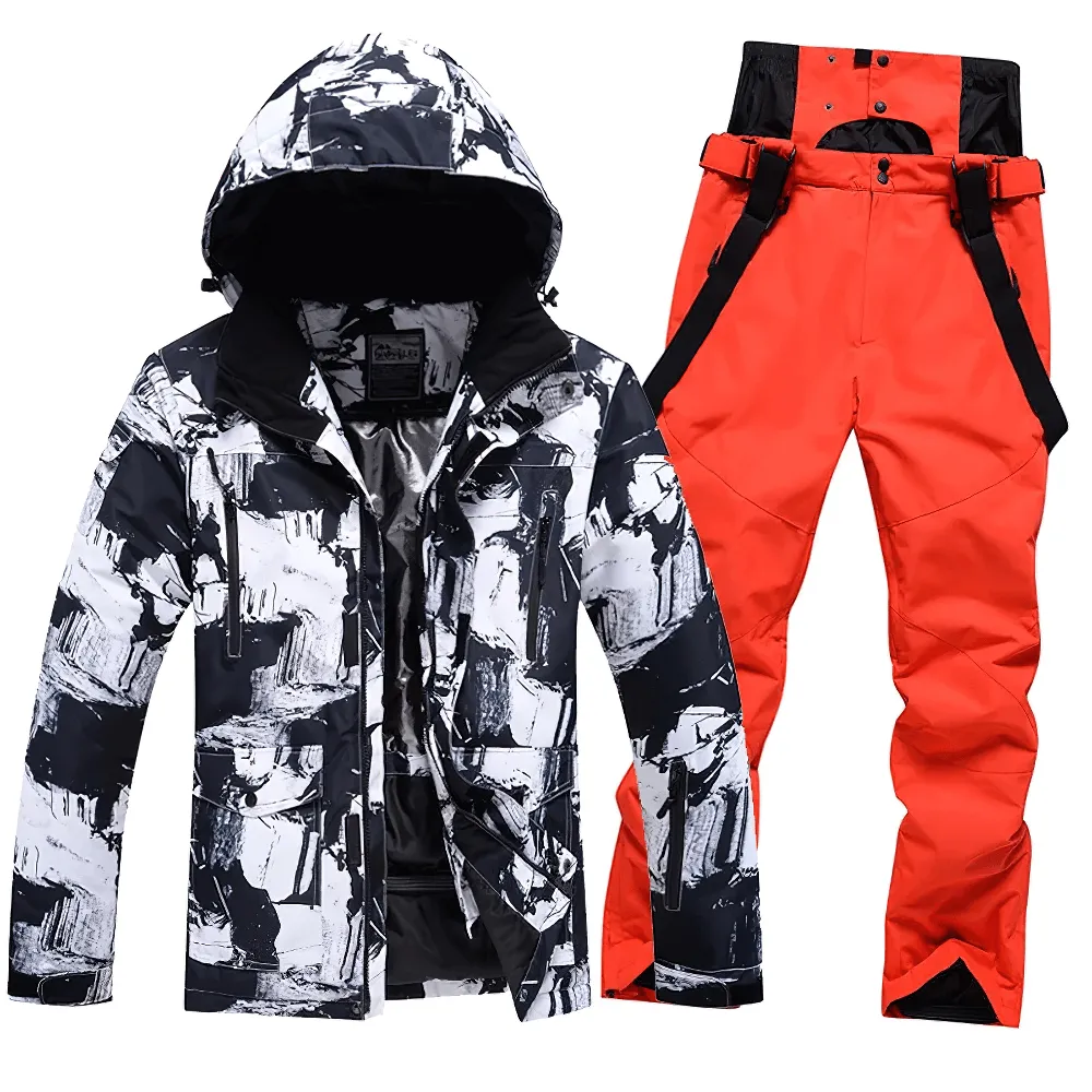 Male Warm Ski Hooded Jacket and Pants Set - SF2068