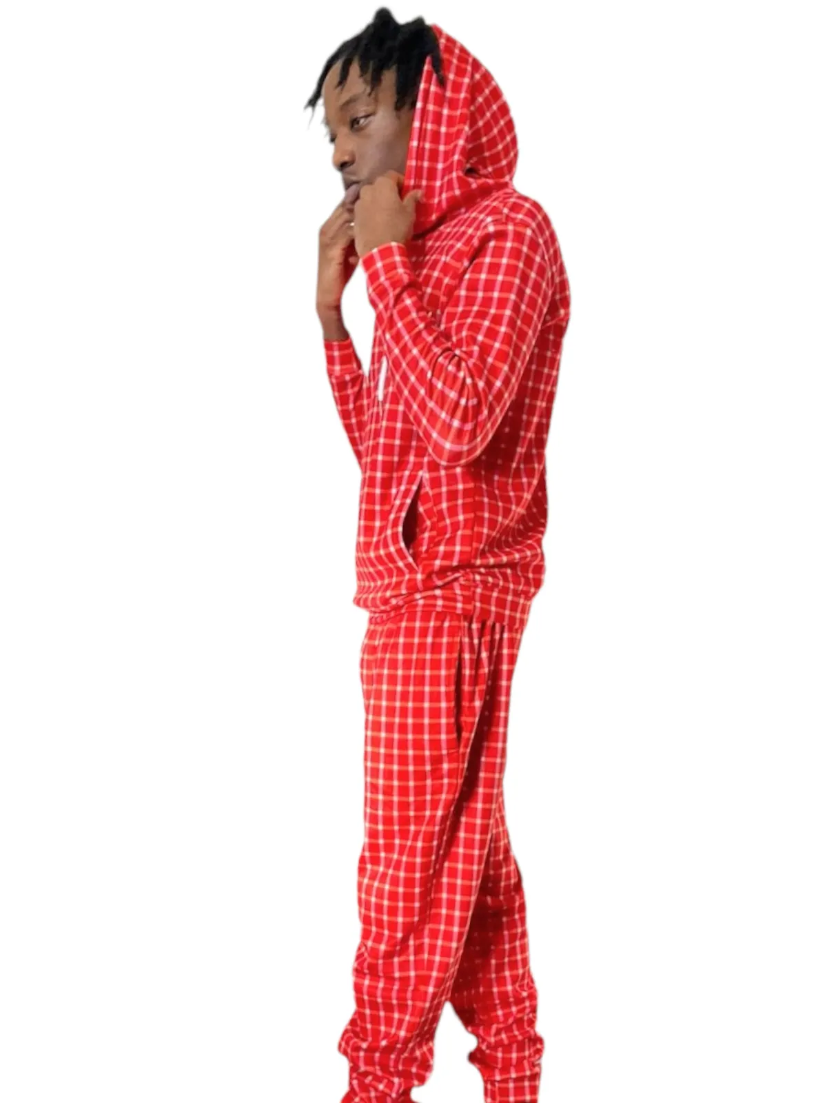 Men's Red Stripe Casual Tracksuit Set - Comfortable Activewear, Slim Fit Hoodie & Sweatpants