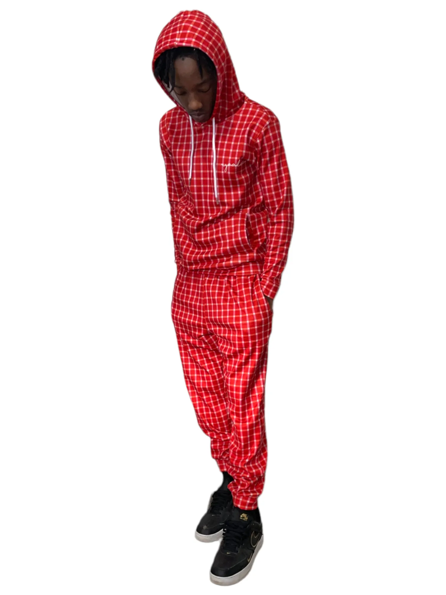 Men's Red Stripe Casual Tracksuit Set - Comfortable Activewear, Slim Fit Hoodie & Sweatpants