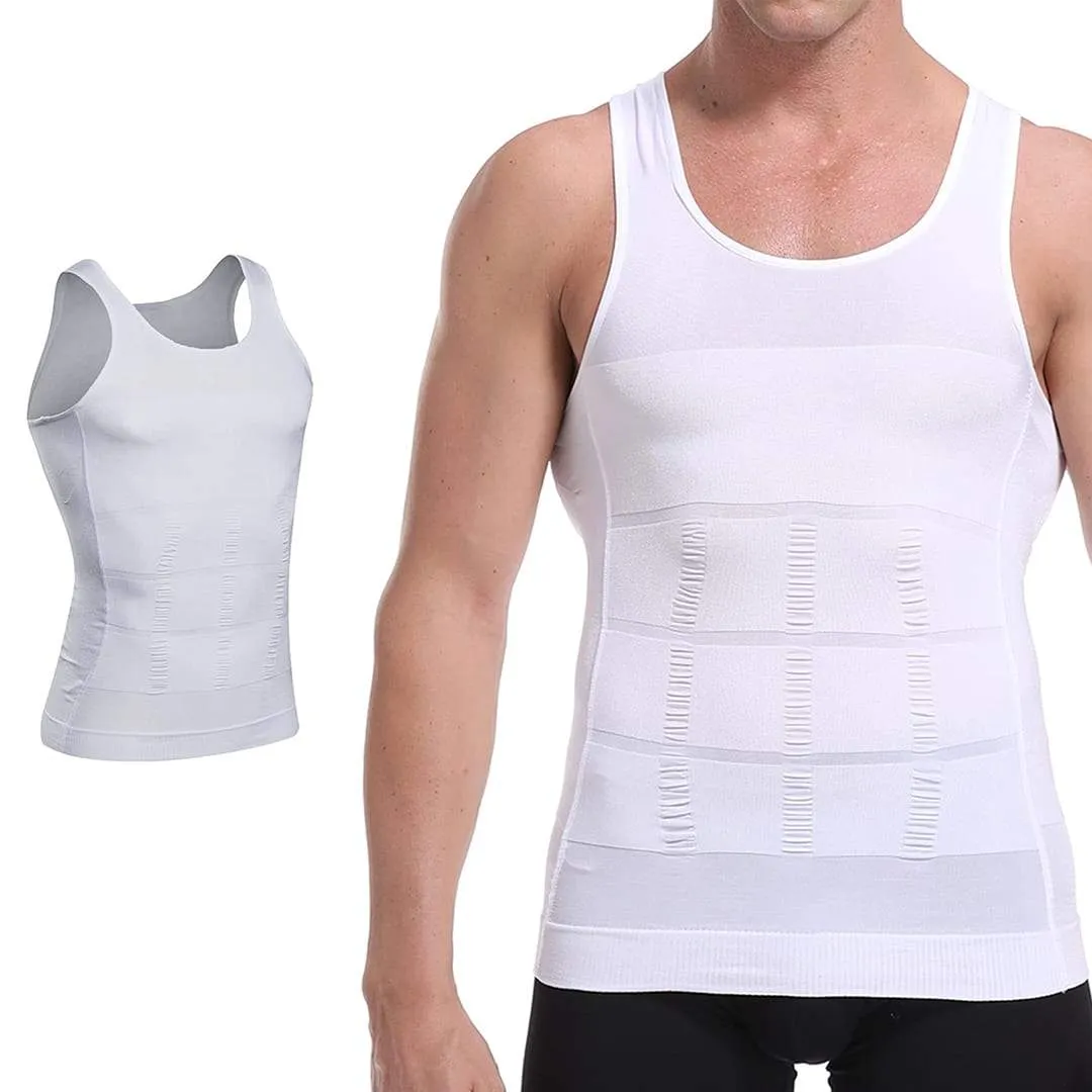 Men's Slimming Body Shaper Undershirt Vest Shirt Abs Abdomen Shaperware - Black