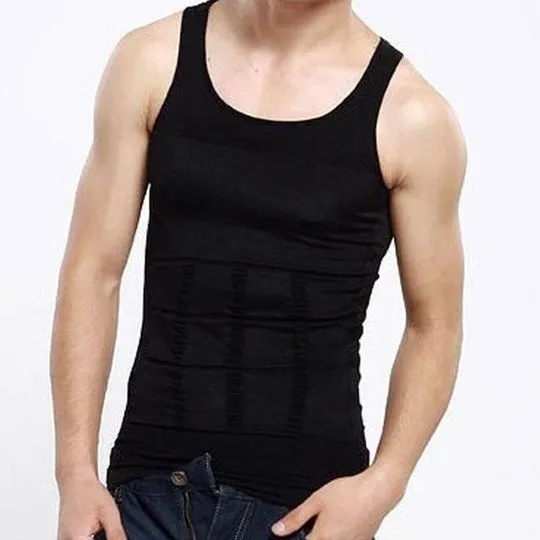 Men's Slimming Body Shaper Undershirt Vest Shirt Abs Abdomen Shaperware - Black