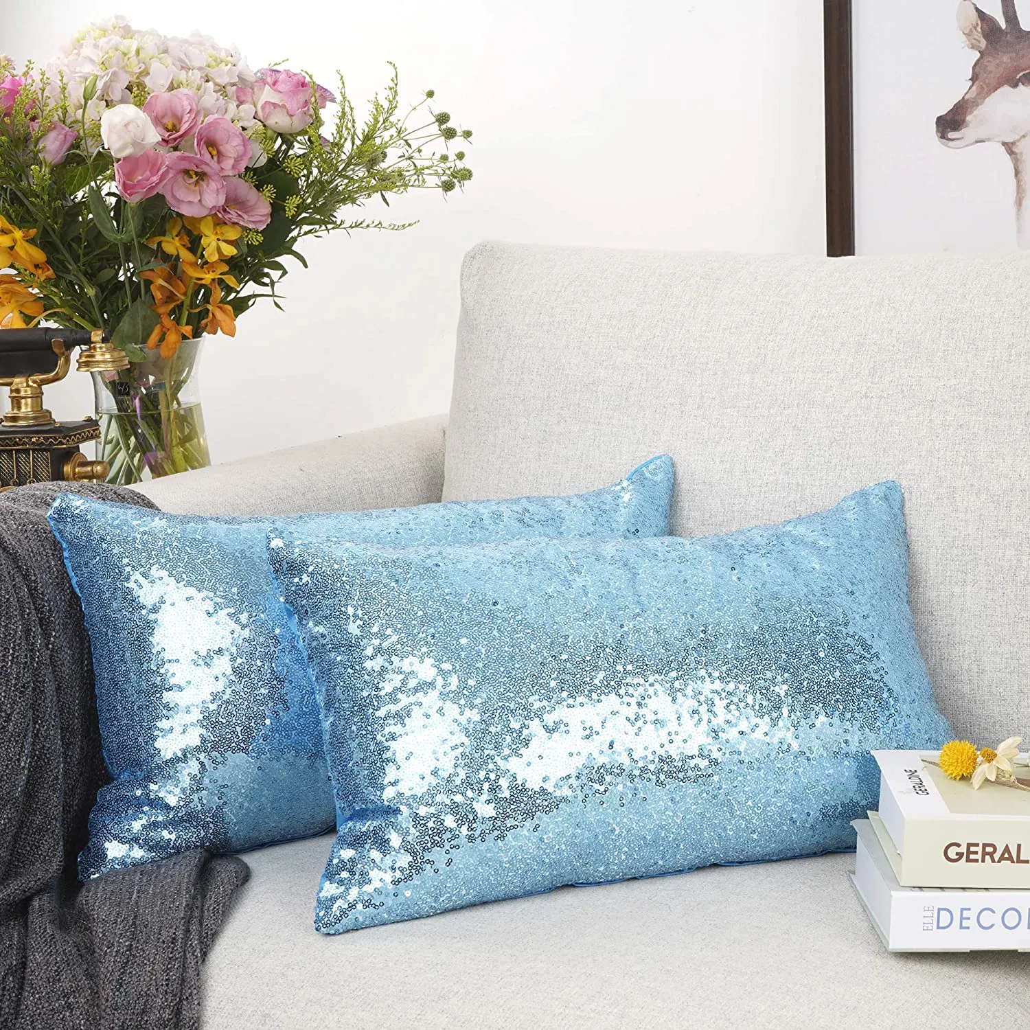 Metallic Blue Pillows