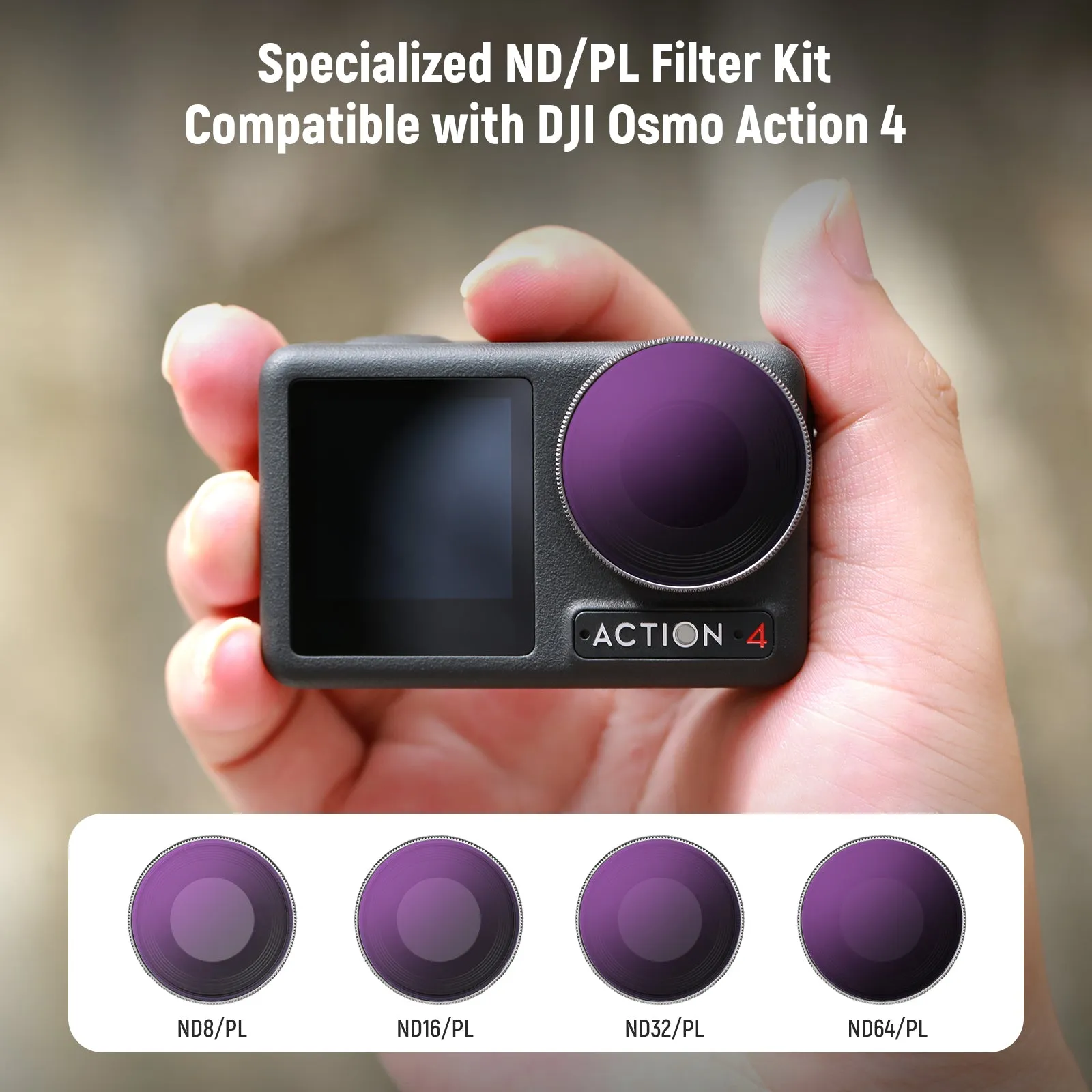 NEEWER ND/PL Filters Set Compatible with DJI Osmo Action 4