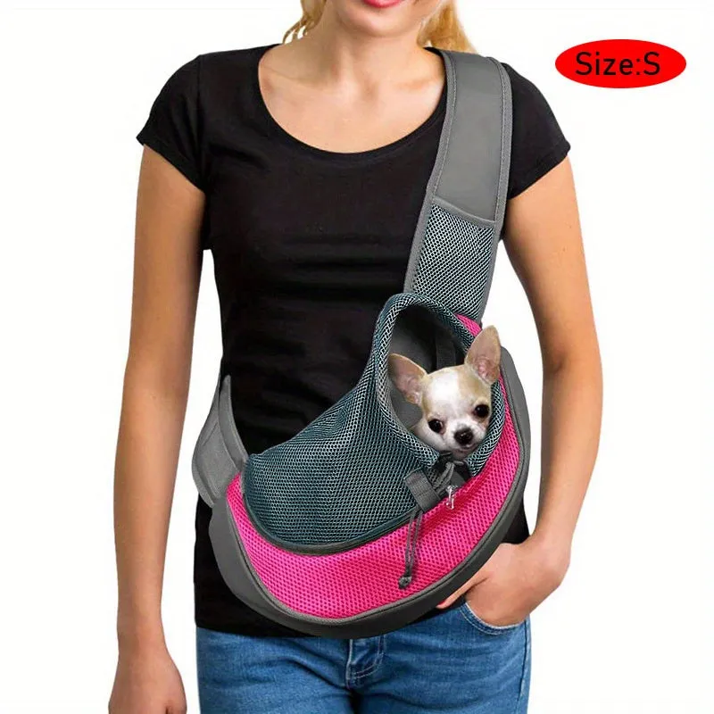 On-the-Go Comfort: Reflective Pet Sling with Breathable Mesh Fabric