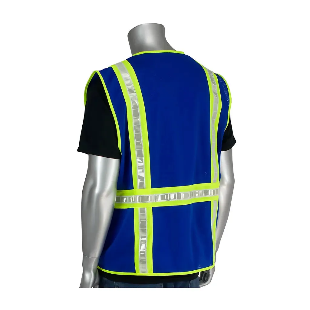 PIP 300-1000-BL/3X Non-ANSI Surveyor's Style Safety Vest with a Solid Front, Mesh Back and Prismatic Tape