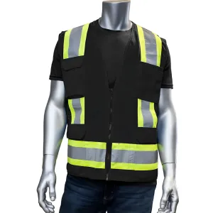 PIP 301-0500M-BK/2X ANSI Type O Class 1 Two-Tone Eleven Pocket Mesh Surveyors Vest