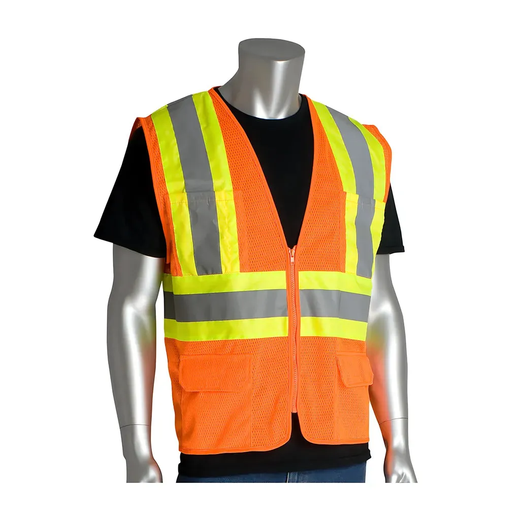 PIP 302-MVZPOR-XL ANSI Type R Class 2 Two-Tone Six Pocket Mesh Vest