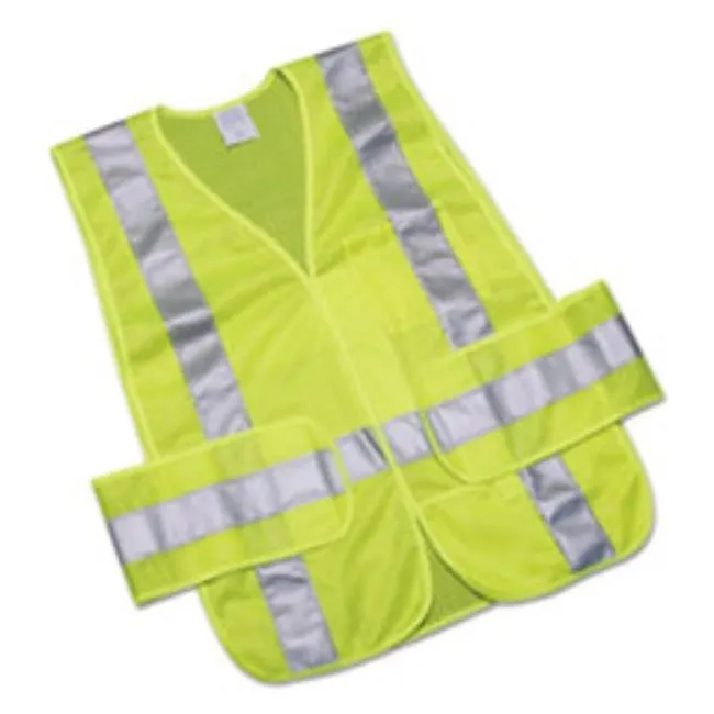 SAFETY VEST-CLASS 2 ANSI 107 2010 COMPLIANT,LIME-SILVER, ONE SIZE (5 PER PACK)