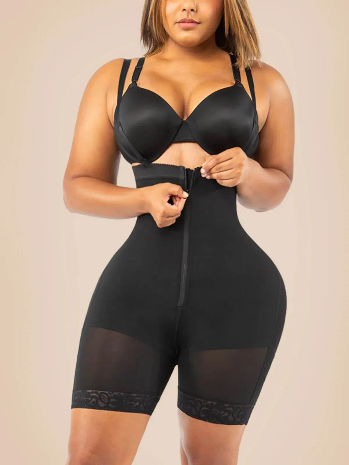 SheCurve® Open Bust Firm Tummy Compression Bodysuit Shaper With Butt Lifter