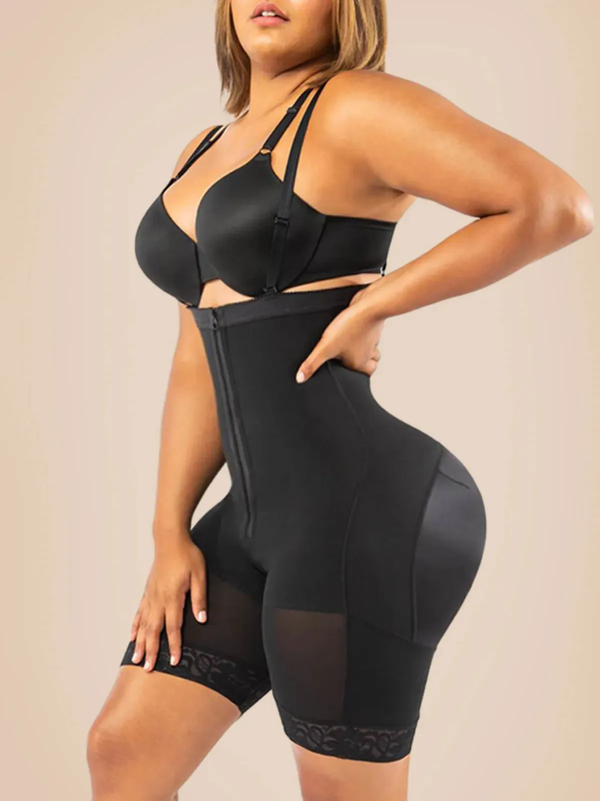 SheCurve® Open Bust Firm Tummy Compression Bodysuit Shaper With Butt Lifter