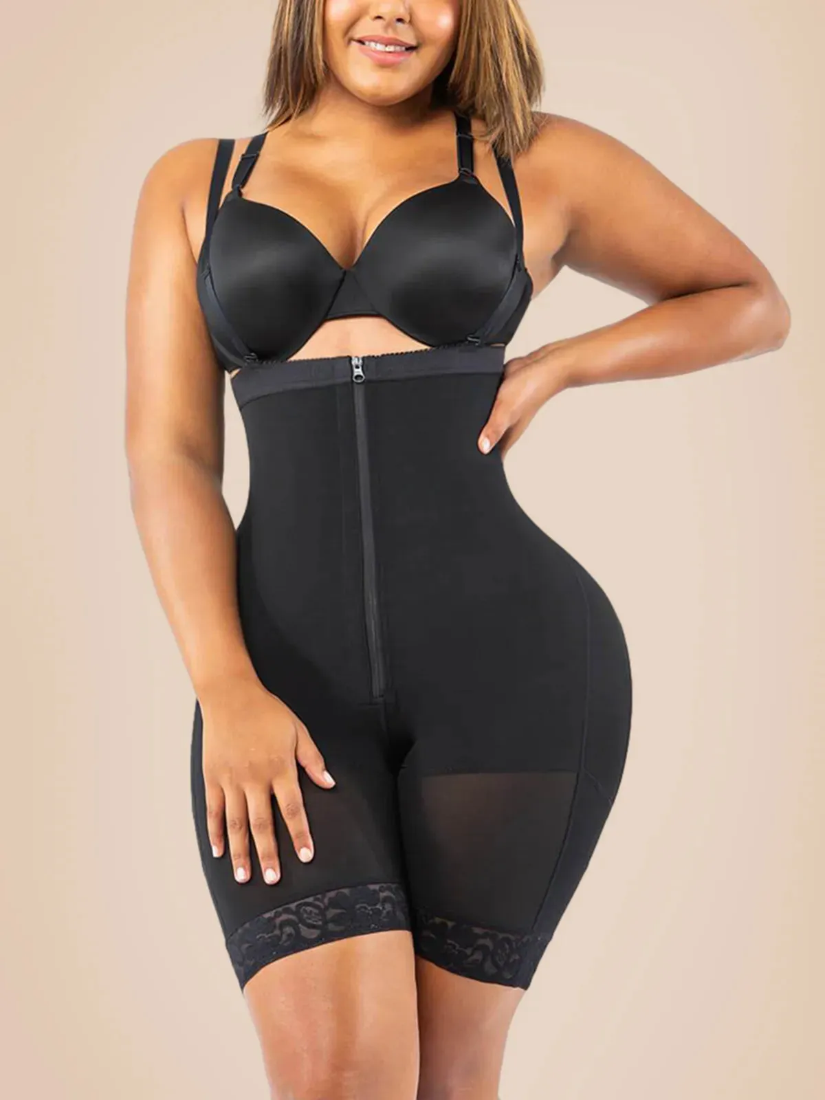 SheCurve® Open Bust Firm Tummy Compression Bodysuit Shaper With Butt Lifter